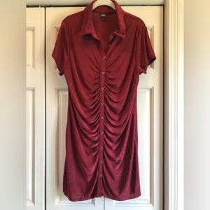 Wild Fable rust color, shirred button up dress, XXL with short sleeves